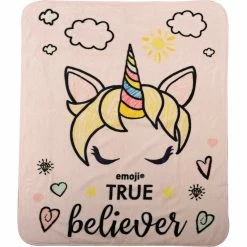 Outlet ???? Haven By Nemcor Emoji Unicorn True Believer Plush Throw 50 X 60 In. ????