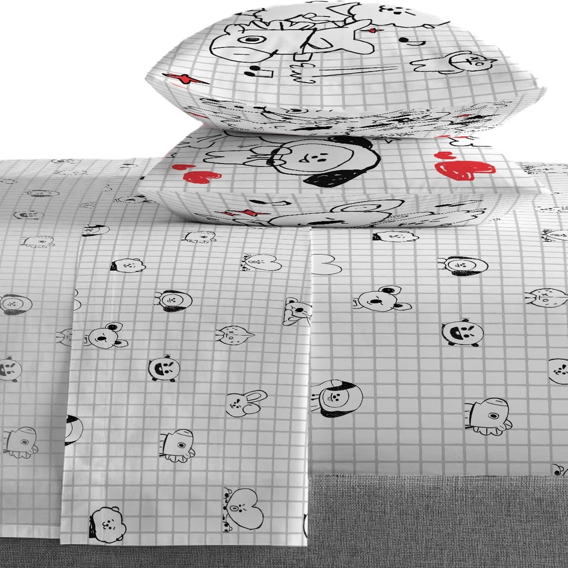 Best reviews of ⭐ BT21 Black And White Doodle Twin Sheet 4 Pc. Set ???? - Image 2