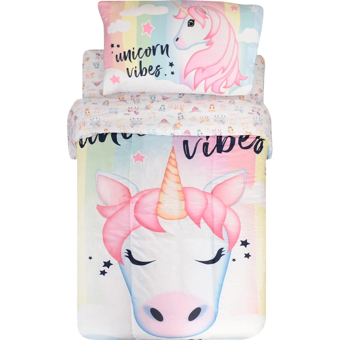 Hot Sale ???? Haven Emoji Unicorn Twin Bedding 4 Pc. Set ????