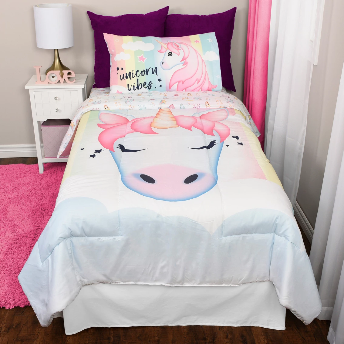 Hot Sale ???? Haven Emoji Unicorn Twin Bedding 4 Pc. Set ???? - Image 3