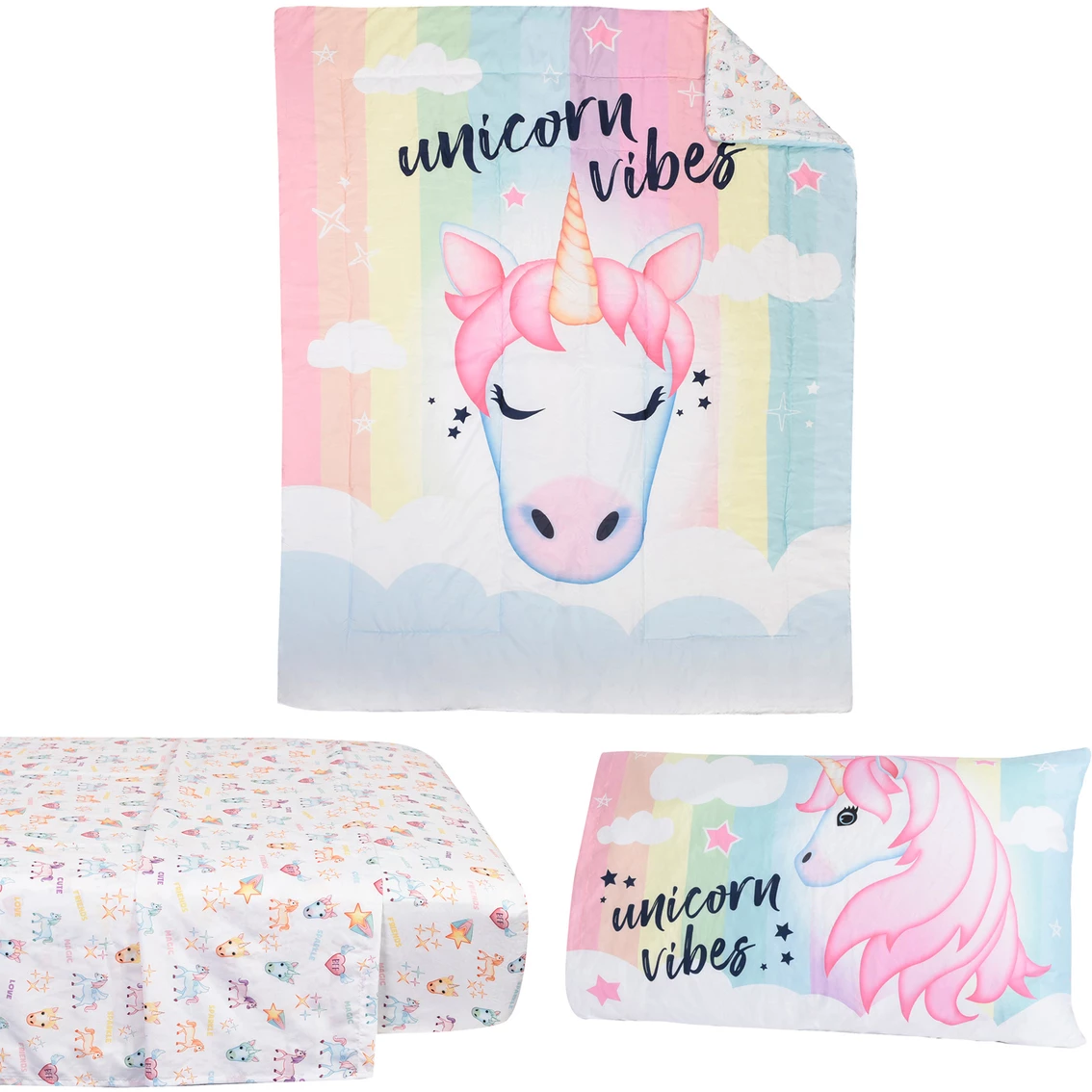 Hot Sale ???? Haven Emoji Unicorn Twin Bedding 4 Pc. Set ???? - Image 4