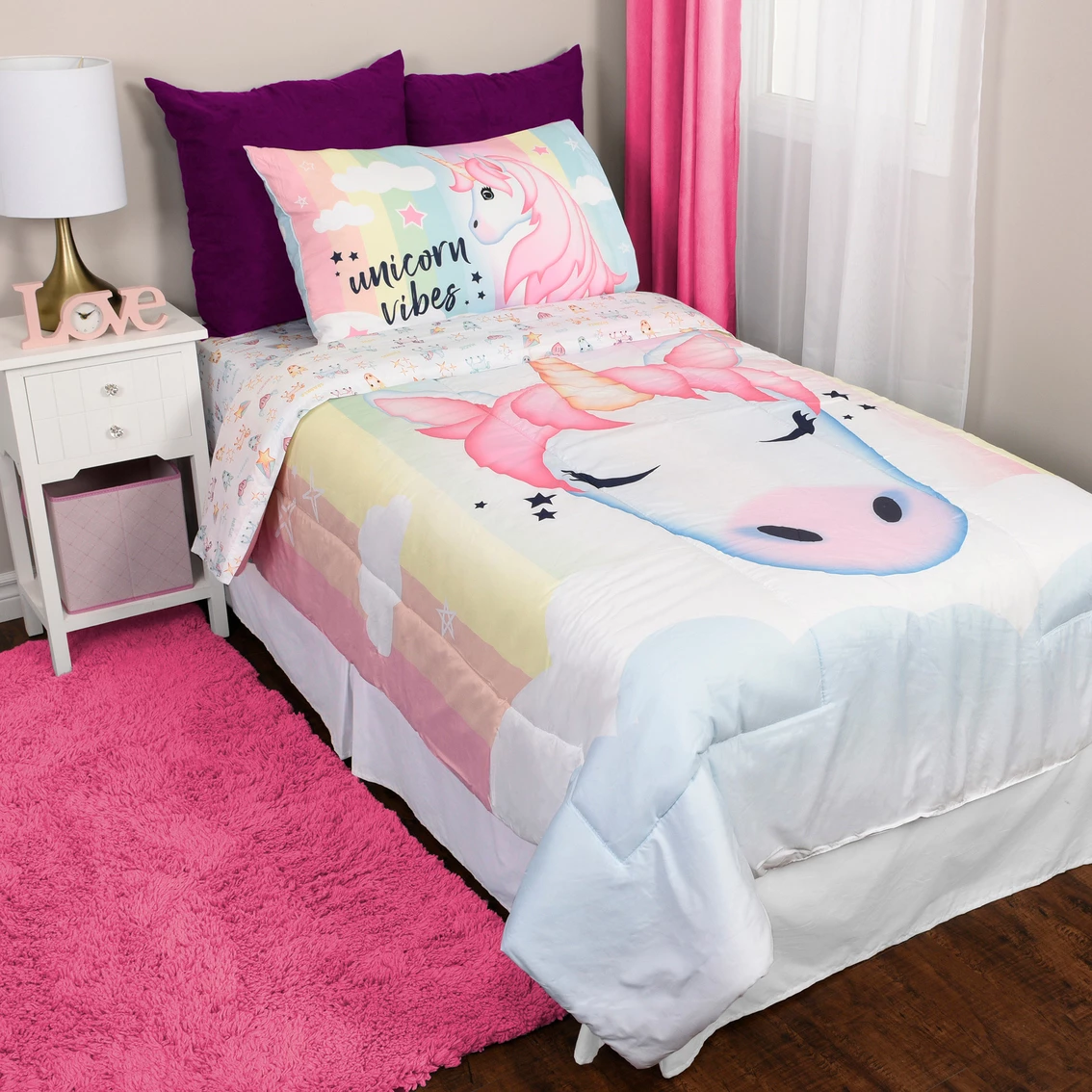 Hot Sale ???? Haven Emoji Unicorn Twin Bedding 4 Pc. Set ???? - Image 5
