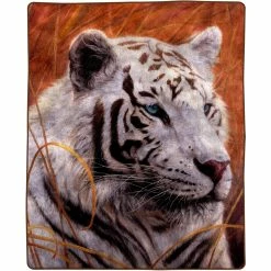 Outlet ???? Lavish Home Oversized Woven White Tiger Plush Throw Blanket ????