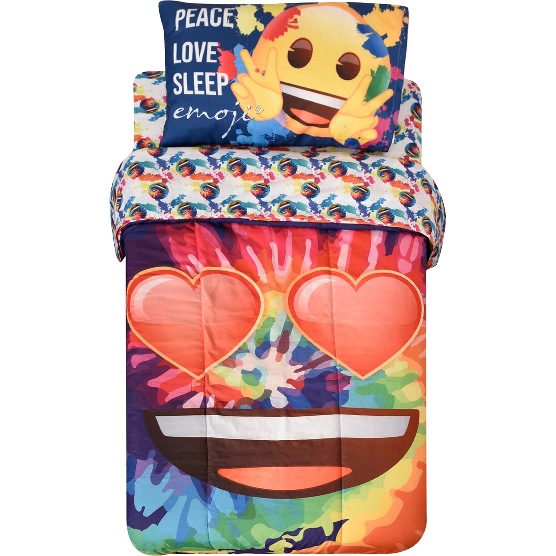 Hot Sale ???? Haven By Nemcor Emoji Tie Dye Twin Bedding 4 Pc. Set ????