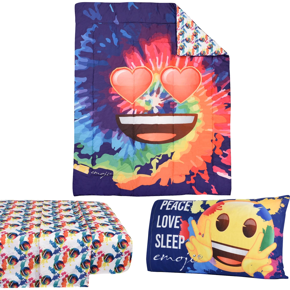 Hot Sale ???? Haven By Nemcor Emoji Tie Dye Twin Bedding 4 Pc. Set ???? - Image 4