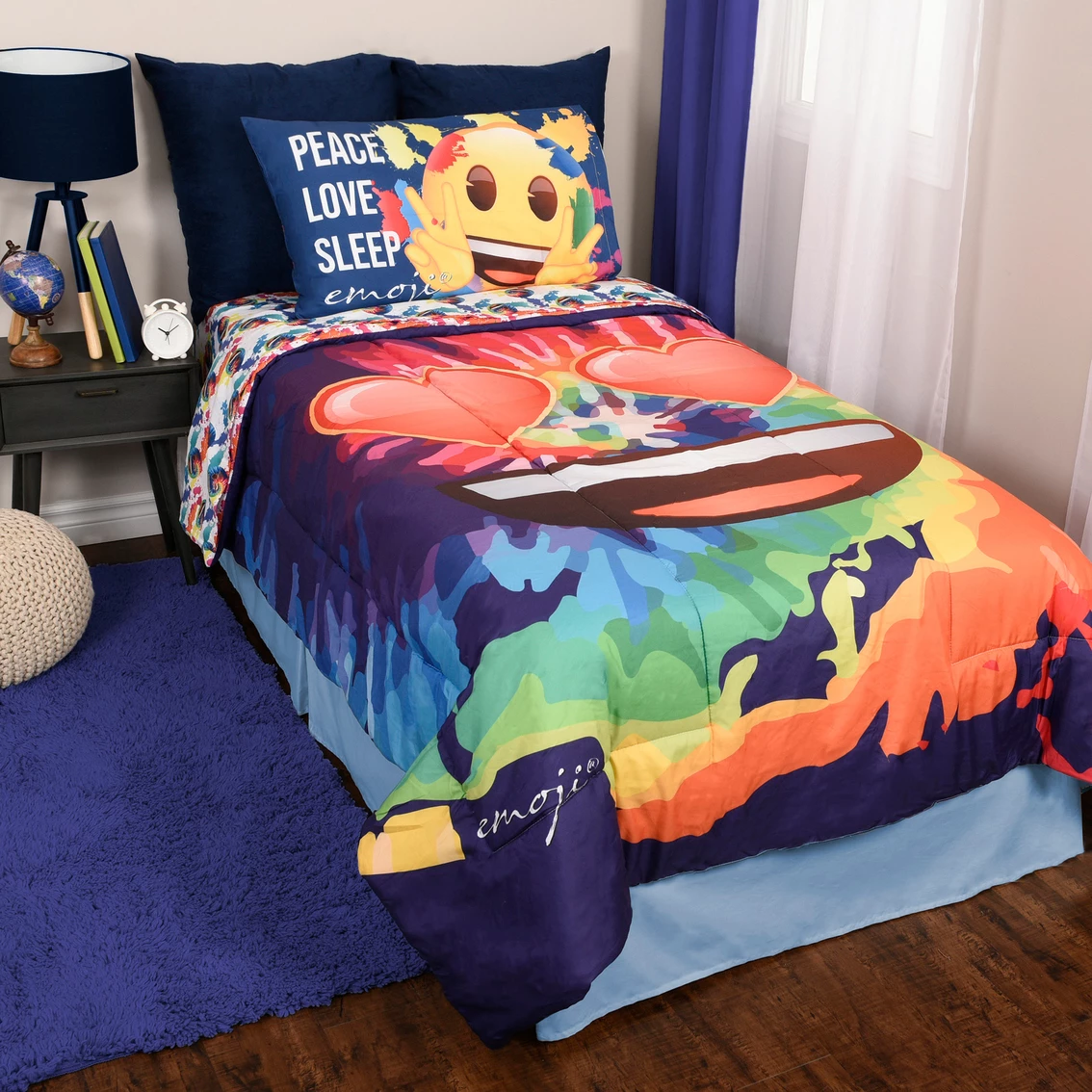 Hot Sale ???? Haven By Nemcor Emoji Tie Dye Twin Bedding 4 Pc. Set ???? - Image 8
