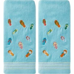 Outlet ???? Saturday Knight LTD Flips And Flops 2 Pc. Hand Towel Set, Blue ????