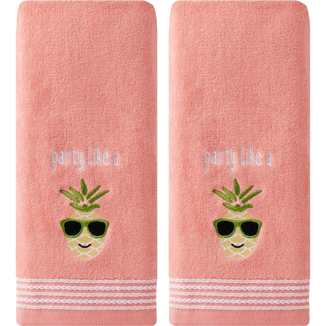 Hot Sale ???? Saturday Knight LTD Party Pineapple 2 Pc. Hand Towel Set, Coral Pink ????